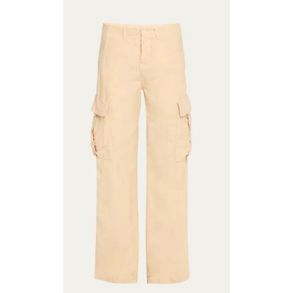 NSF CLOTHING Bennett Straight Relaxed Linen-Blend Cargo Pants in Pigment Natural